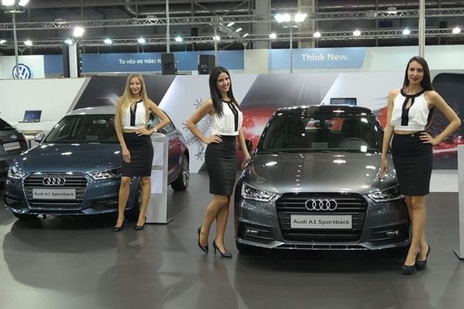 Promotion models at the car show in Athens-Greece