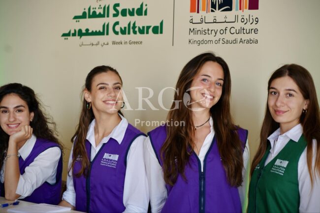 Our promoters assisting visitors at Saudi Arabia Cultural Week in Athens Greece (Promoters Team – ARGO Promotion)